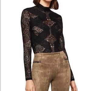 Bcbg Max Azria Womens Blake Lace Sheer Bodysuit